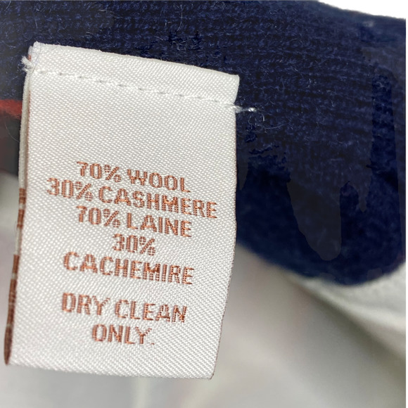 Scripted Women's Sweater Navy Red Striped Collared‎ Pullover Wool Cashmere Sz L - Picture 6 of 6